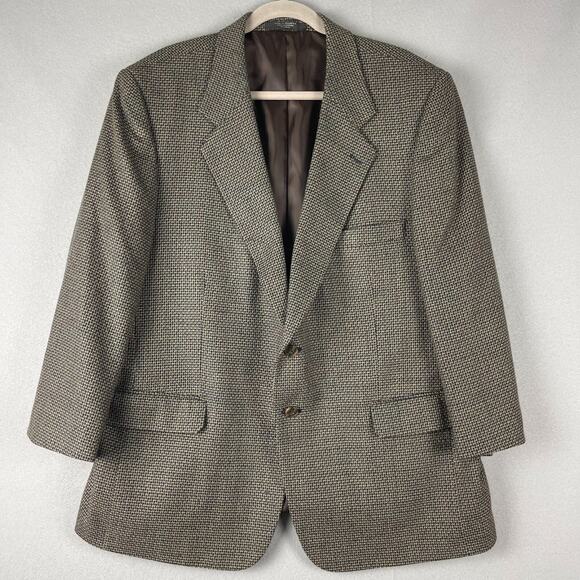 Andre Vachon Lambswool Blazer Sport Coat Mens 46S Brown 2 Button - Picture 1 of 16